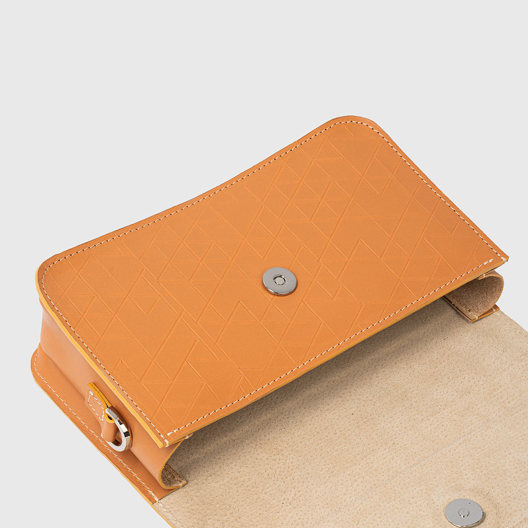 Leather Shoulder Bag - Curie (Orange Vectors)